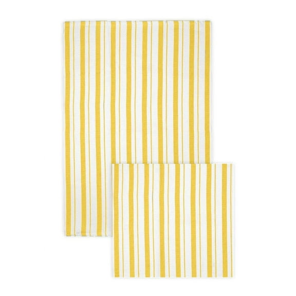 MUkitchen Basket Weave Stripe Yellow Towel