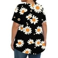 thumbnail image 4 of Inverlee Casual Baggy Plus Size Tshirts for Women Trendy Versatile Breathable Comfy Short Sleeve Tops Funny Floral Print Round Neck Tunics with Chest Pleated, 4 of 6