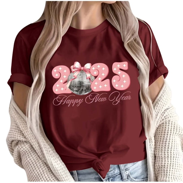 Camisetas de Manga Corta para Mujeres, Camiseta de Cuello Redondo Impresa de Moda, Primavera Y Verano Casual