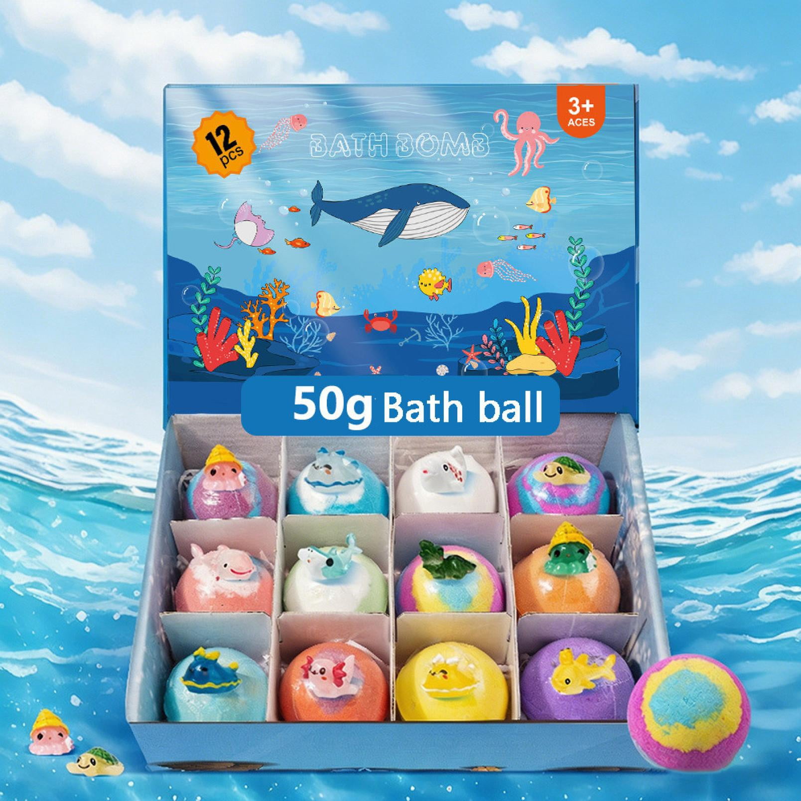 Bath Bomb With Surprise Inside,Bath Bomb Eggs,Bath Bombs with Surprise Inside, Bubbly Buddies Bath Bombs, Ocean Theme Bath Fizzies, Natural Sea Salt Color Changing Spa Bath Balls(12pcs/Set)