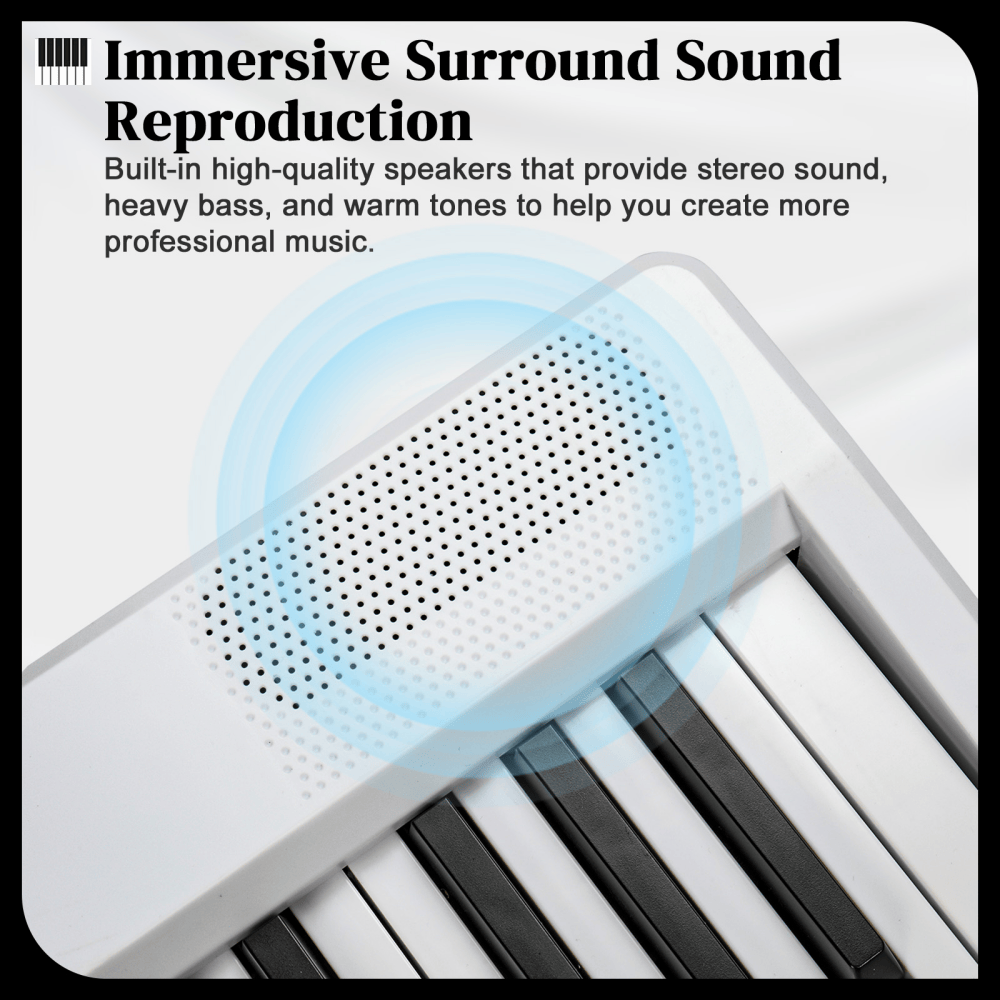 Tcbosik Foldable Piano Keyboard, 88 Key Semi Weighted Digital Piano with Bag, Headphone and MIDI Bluetooth for Beginner, White