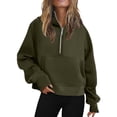 thumbnail image 6 of SDNall Half Zip Sweatshirt Women Half Zip Cropped Hoodies Fleece Quarter Zip Up Pullover Sweatshirts Winter Clothes 2023 Outfits Sweater Coat (Green, Sizes S-XXL), 6 of 9