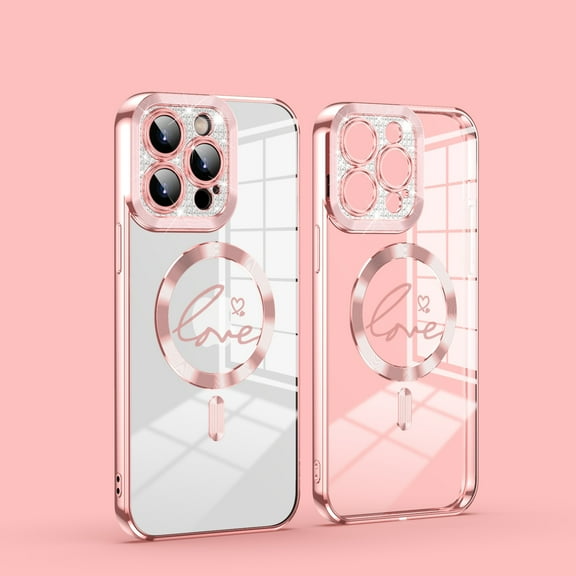 Feishell Clear Case for iPhone 11 Pro Max, Magnetic Cover Compatible with MagSafe Wireless Charging, Sparkle Shining Lens Protection Electroplated Frame Shockproof Case for iPhone 11 Pro Max,Rosegold