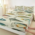 thumbnail image 3 of jejeloiu Pike Fish Twin Sheet Sets,Fishing Hook Twin Fitted Sheet,Animals Marine Life Flat Sheet For Teens,Microfiber Bedroom Decor,3pcs, 3 of 7