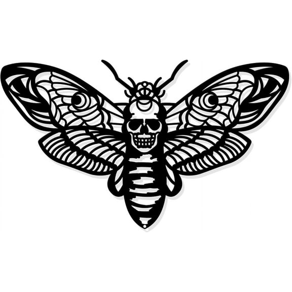 Death Head Moth Metal Wall Decor 6.9x11.8 Black Wall Hanging Decor Gothic Silhouette Wall Art