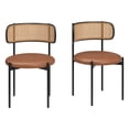 thumbnail image 3 of Nmkwnr Pack of 4 Armless Dining Chair with Metal Legs, Faux Leather Upholstered Seat Side Chair for Living Room, Restaurant, Brown, 3 of 8