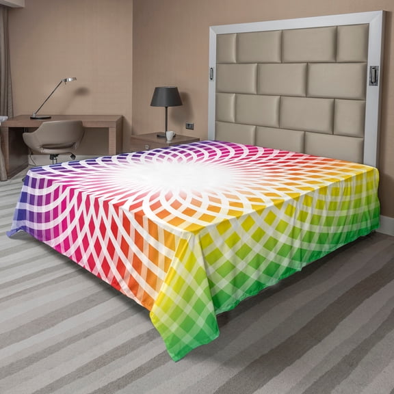 Ambesonne Colorful Flat Sheet, Magic Fantasy Flower, Full Size, Multicolor