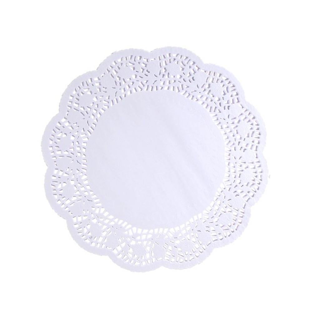 4” Diameter White Lace Doilies Decorative Disposable 100 Pack Hygloss Products Round Paper Doilies 