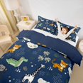 thumbnail image 3 of Castle Fairy Cute Giraffe Monkey Zebra Twin Duvet Cover,Tropical Palm Leaf Twin Bedding,Navy Blue Green,Navy Blue Reversible,2pcs,No Comforter,1 Duvet Cover and 1 Pillowcase, 3 of 6