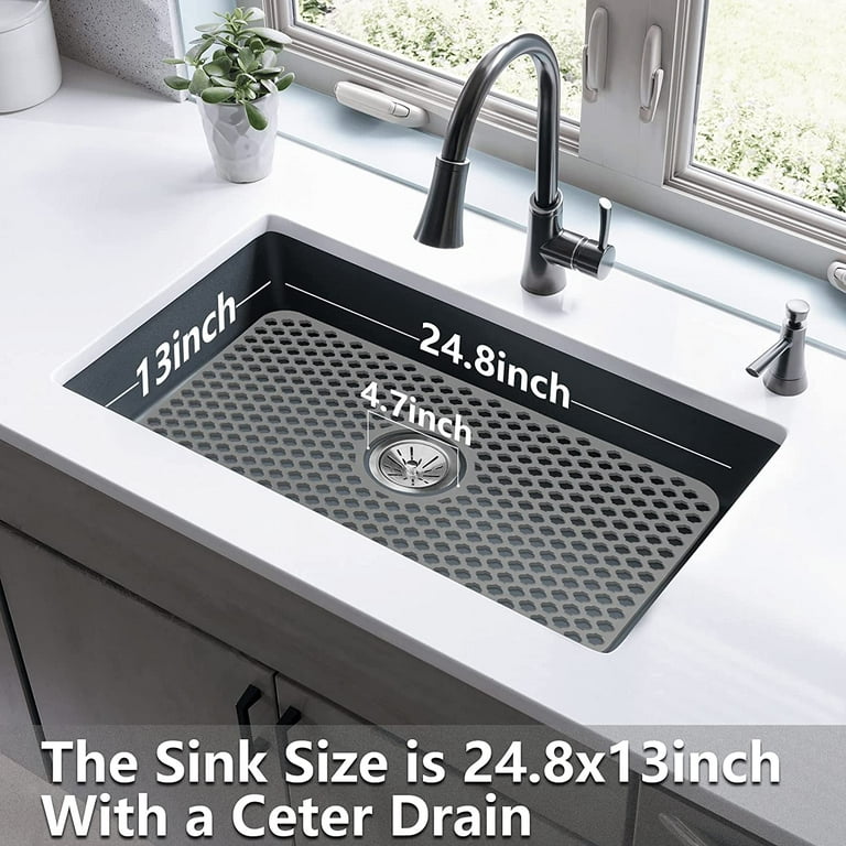 Cut to Fit Silicone Sink Mat for Bottom of Kitchen Sink Large 26.0” X 13.7” Sink  Protectors for Kitchen Sink Folding Non-Slip Sink Protector Grid for  Farmhouse (Grey) - Yahoo Shopping