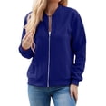 thumbnail image 2 of Suéter Tipo Cárdigan con Cremallera para Mujer, Sudadera con Capucha, Chaqueta de Larga, Conjuntos de Cuello Redondo, Abrigo Informal. Azul M, 2 of 10