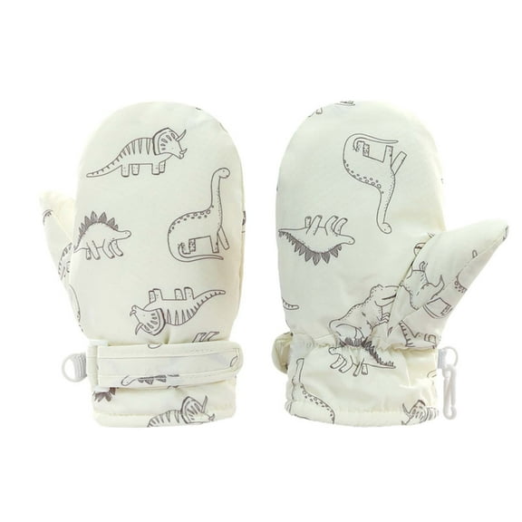 AWZXDE Adorable Winter Mittens for Toddlers and Babies with Prints for Boys and Girls Beige，4-10 Years