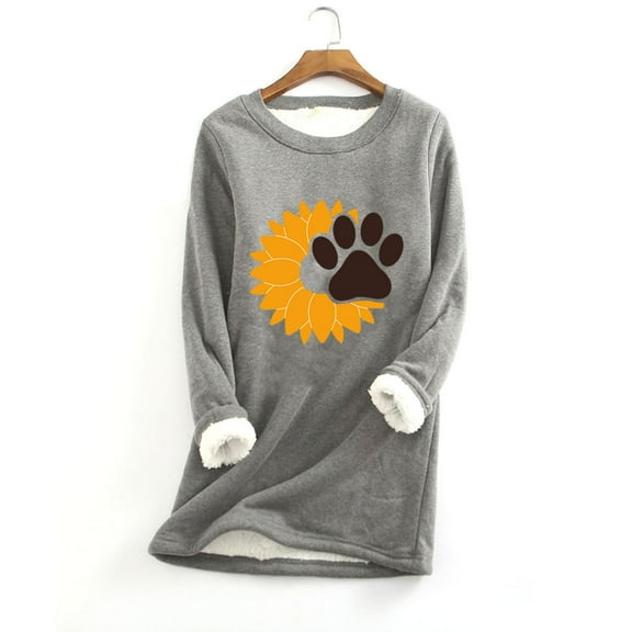 Tejiojio Women Warm Fleece Sherpa Lined Sweatshirt Crewneck Pullover Loungewear Sport tops