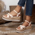 thumbnail image 6 of Wensltd Women's Summer Sandals Fashion Casual Solid Color Sandals Thick Sole Open Toe Stylish Comfortable Dressy Sandals White, 6 of 9
