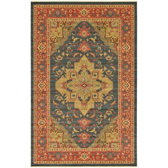 Unique Loom Tapis de Médaillon de Couleur Sombre Sahand 10'6 x 16'5 Rectangle Bleu Foncé / Rouge
