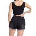 thumbnail image 4 of jinghuiyue Womens Ripped Denim Shorts Mid Rise Stretchy Frayed Raw Hem Casual Summer Jean Shorts XXL, 4 of 7