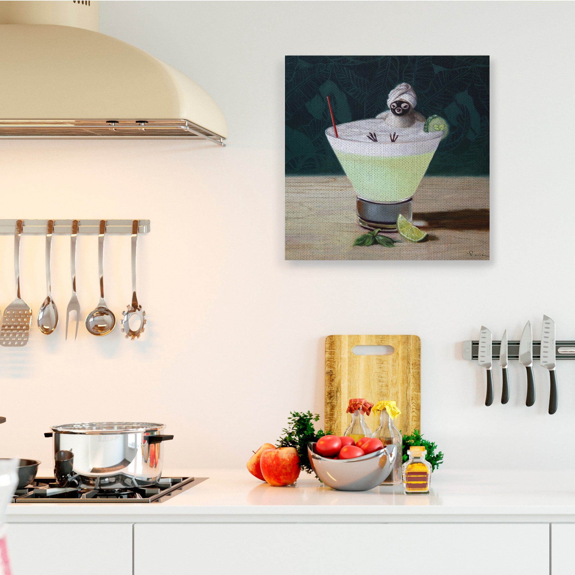 Stupell Industries Bird Bathing in Cucumber Martini Funny Animal,30 x 30,Designed by Lucia Heffernan