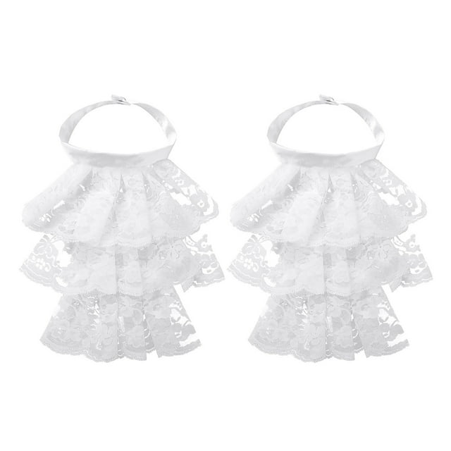 TiaoBug Jabot en Dentelle Victorien Renaissance Col à Volants Col Colonial Pirate Jabot Faux Col Blanc Ensemble Taille Unique