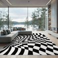 thumbnail image 2 of ODIKA 8'x10' Washable Area Rug Black White Geometric Swirl Illusion Design Contemporary Optical Art Style, Dynamic for King Size Bedroom Under Bed, Master Suite, Non-Shedding, Easy Care, 2 of 7