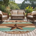 thumbnail image 4 of Round Rug 7Ft Washable Non-Slip, Western Texas Star Vintage Circle Area Rugs for Living Room Bedroom, Retro Farmhouse Brown Green Wood Grain Indoor Floor Mats Carpet Runner for Home Decor Aesthetic, 4 of 8