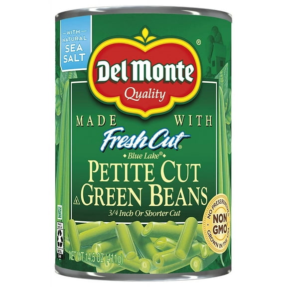 DEL MONTE BLUE LAKE Petite Cut Green Beans, Canned Vegetables, 14.5 oz Can (Pack of 2)