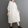 thumbnail image 5 of IROINNID Long Sleeve Dress for Women Loose Fitting Solid Color Hooded Dress able and Versatile Mid Length Dress Hooded Dress ,White, 5 of 6