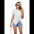 thumbnail image 3 of Camiseta de Corta con Cuello Redondo para Mujer, Túnica con Abertura Frontal, Informal, Holgada, , Talla L, 3 of 10