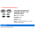 thumbnail image 2 of Front Brake Pad and Rotor Kit - Compatible with 2009 - 2017 Volkswagen Tiguan 2010 2011 2012 2013 2014 2015 2016, 2 of 2