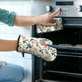 thumbnail image 2 of Pioneer Flower Kitchen Oven Mitt and Pot Holder Sets 2 Pcs for Baking, Cooking and Grilling, Heat Resistant Up To 392 °F, 2 of 7