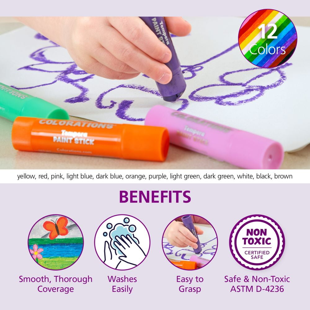 Colorations Tempera Paint Sticks Value Pack - Set of 144