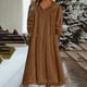 thumbnail image 1 of TaTaai Women's Casual Solid Color Hooded Long Sleeve Plush Pocket Dress Round Neck Loose Comfortable Home Long Nightgown Loungewear Gift, 1 of 5