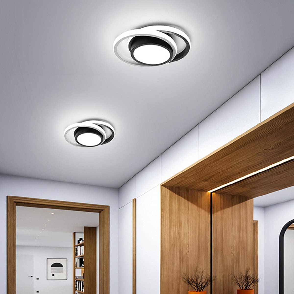 ADISUN Modern Ceiling Light Fixtures, LED Flush Mount Ceiling Lamp Lighting Dimmable (Cool light, Neutral light, Warm light) 22W Black