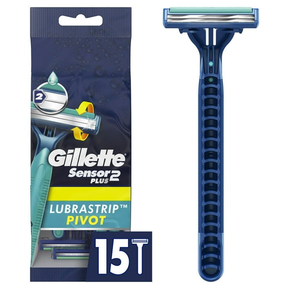 Gillette Sensor2 Plus Pivoting Head Men’s Disposable Razors, 15 Count