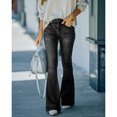 thumbnail image 2 of Pantalones Acampanados Desgastados Vintage con Bolsillos Pantalones Acampanados Retro Delgados Casuales para Mujer Negro XXL, 2 of 4