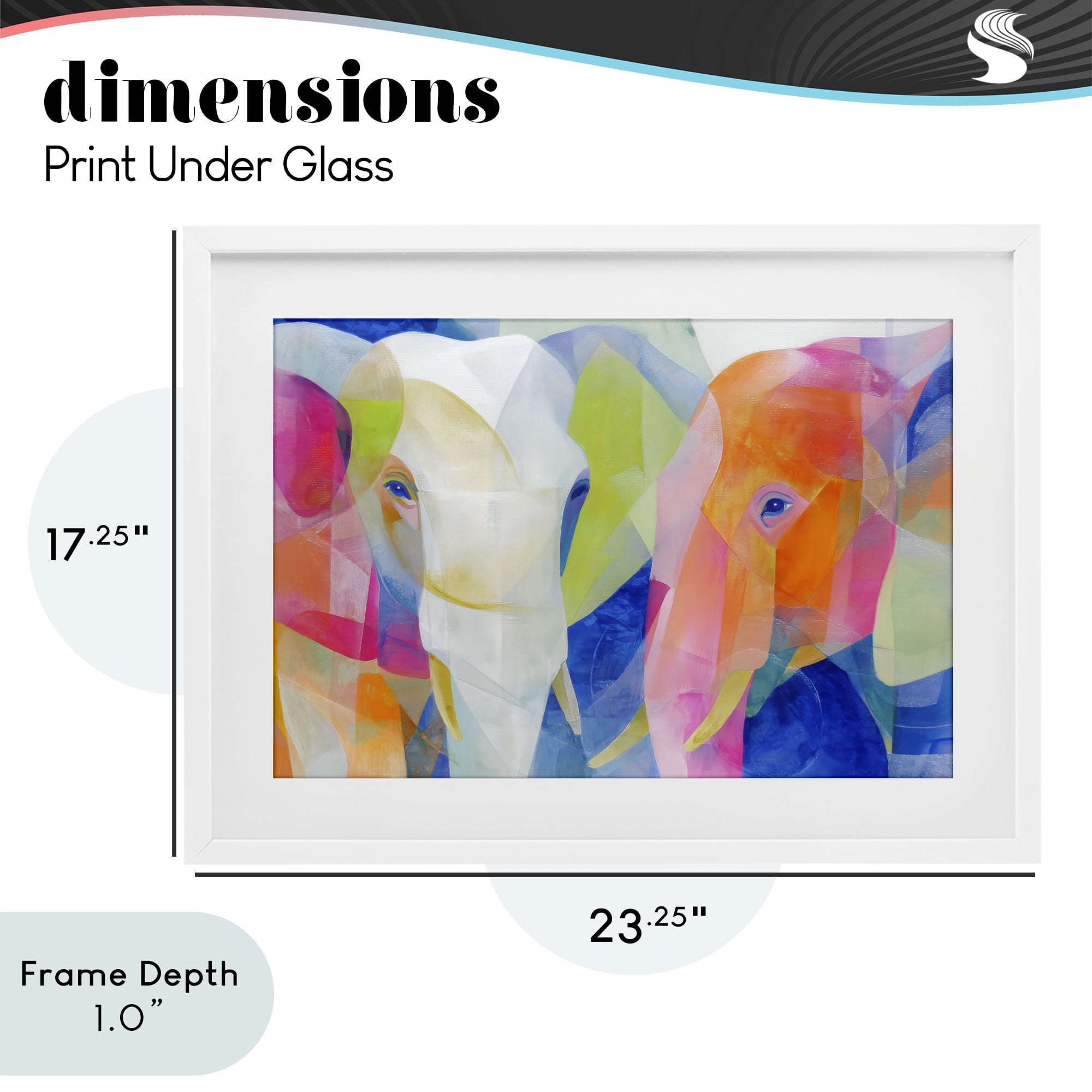 Stupell Industries Two Elephants Geometric Composition White Framed Print Under Glass, design by Chromatic Storm Studio