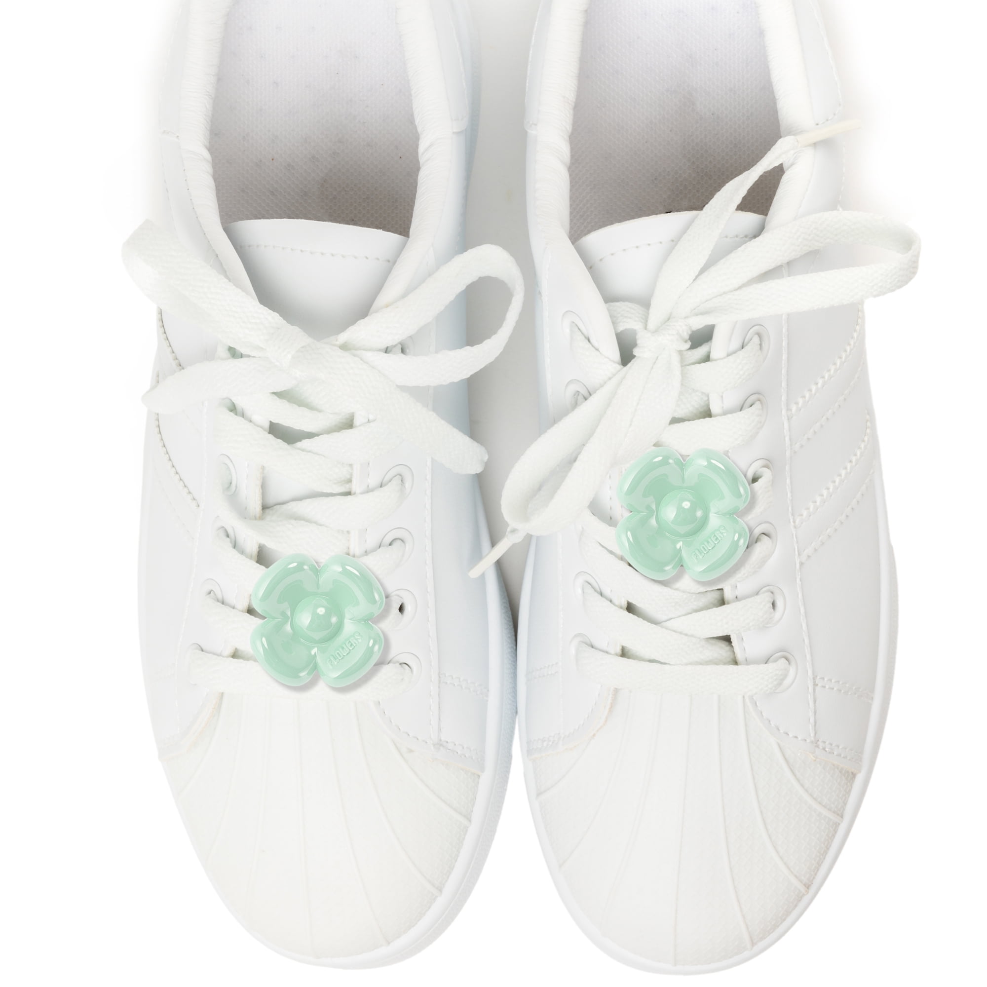 Unique Bargains Stylish Flower Shoelace Charms 1 Pair Light Green
