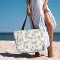 thumbnail image 6 of Pofeuu Vintage Stylized White Color Print Beach Bag,Waterproof Sandproof Beach Tote Bag, Large Capacity Foldable Beach Bags for Women, 6 of 7