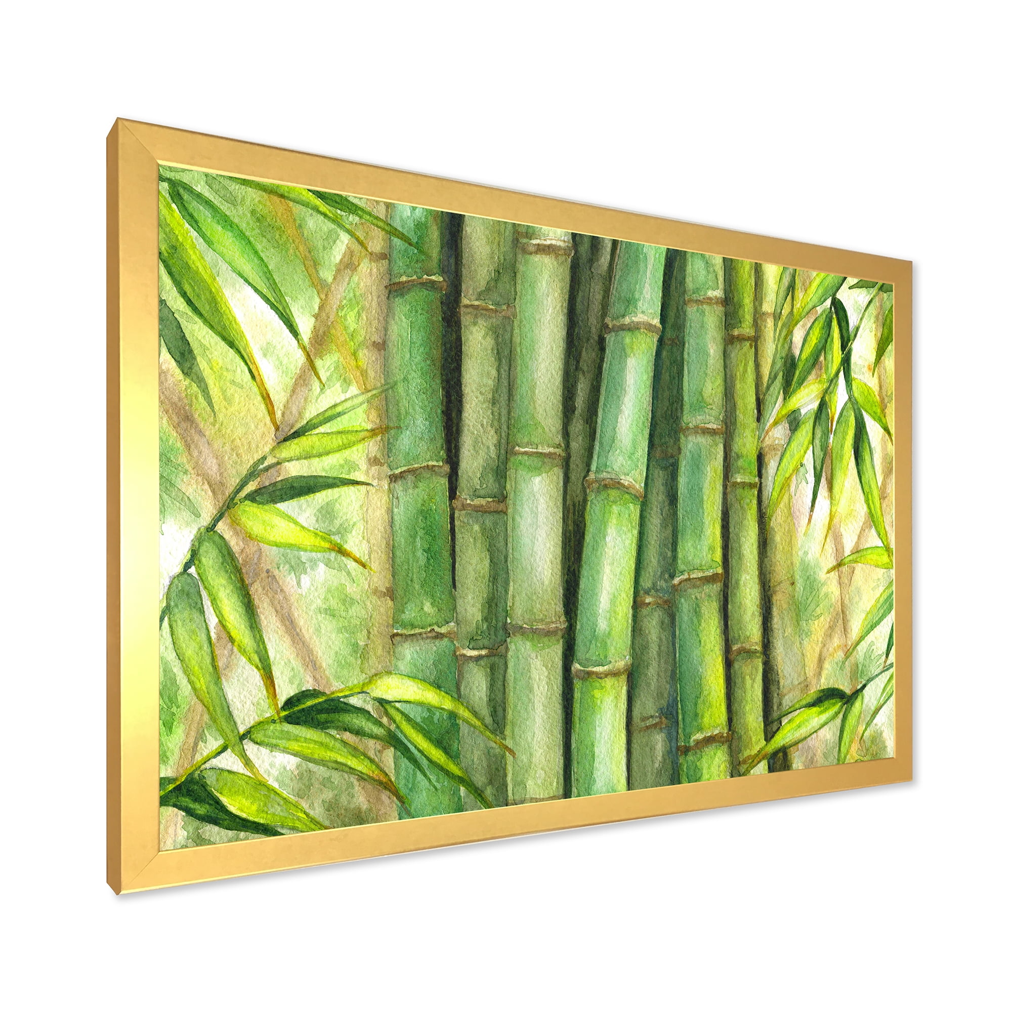 Designart 'Bright and Green Bamboo Stems' Transitional Framed Art Print