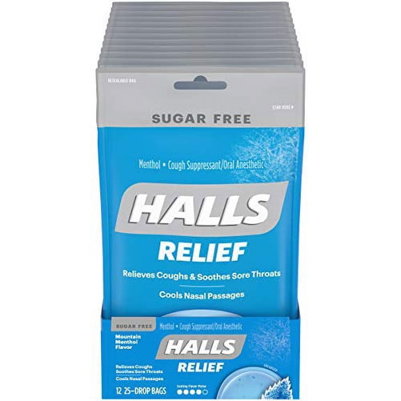 Mondelez Halls  Cough Suppressant/Oral Anesthetic, 12 ea