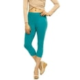 thumbnail image 2 of LMB Capri Leggings for Women Buttery Soft Polyester Fabric, Teal, XS - L, 2 of 5