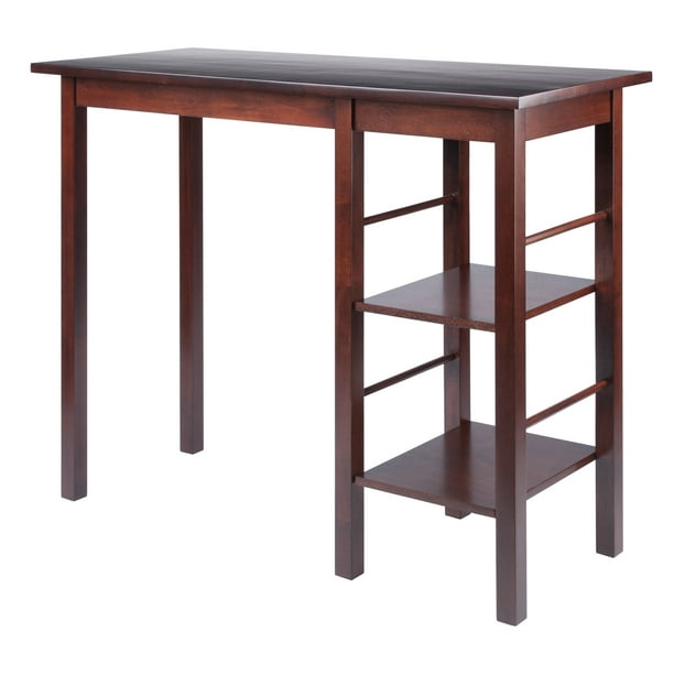 Winsome Wood Egan Breakfast Kitchen Island With Shelves Walnut Finish Com Winsome Wood Egan Breakfast Kitchen, Kitchen Island Table Legs Wood