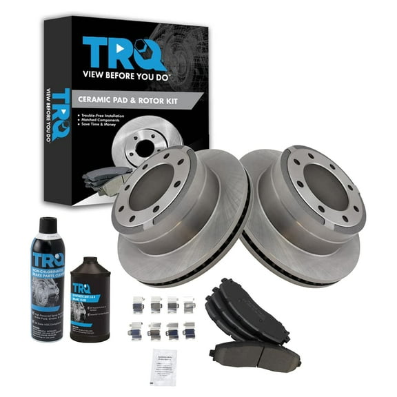 TRQ Rear Premium Posi Ceramic Disc Brake Pad & Rotor Kit w/Chemicals BKA17013