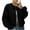 Black, variant on Womens Wool Blend Bomber Jackets Fall Winter Cropped Zip Up Coat Hoodless Outwear with Pockets