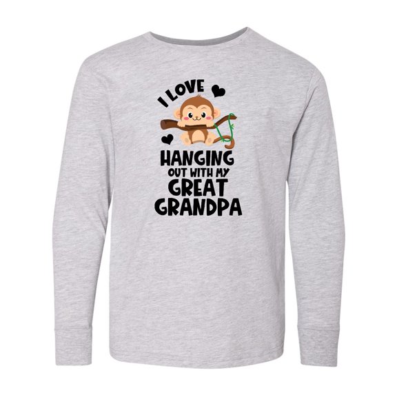 Inktastic Monkey I Love Hanging out with My Great Grandpa Long Sleeve Youth T-Shirt