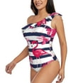 thumbnail image 2 of Haiem Pink Flamingos Women's One Piece Swimsuits Tummy Control One Shoulder Bathing Suits Ruffle Swimwear-XX-Large, 2 of 8