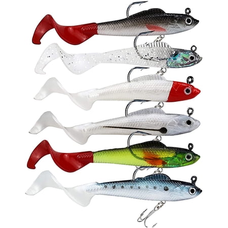YinFire Head Soft Swimbaits 6 Pack 6 Colors Soft Plastic Fishing Lures for Bass Walleye Trout Perch Crappie Saltwater & Freshwater Casting Lures