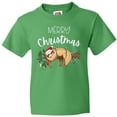 thumbnail image 3 of Inktastic Merry Christmas Cute Sloth with Santa Hat and Lights Youth T-Shirt, 3 of 5
