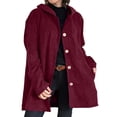 thumbnail image 2 of Chaqueta Informal de Holgada con Capucha y Larga para Mujer, Otoño e Invierno Vino Tinto XXL, 2 of 6