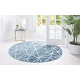 thumbnail image 4 of Rugs.com Lattice Trellis Collection Rug – 5 Ft Round Blue Low-Pile Rug Perfect For Kitchens, Dining Rooms, 4 of 9