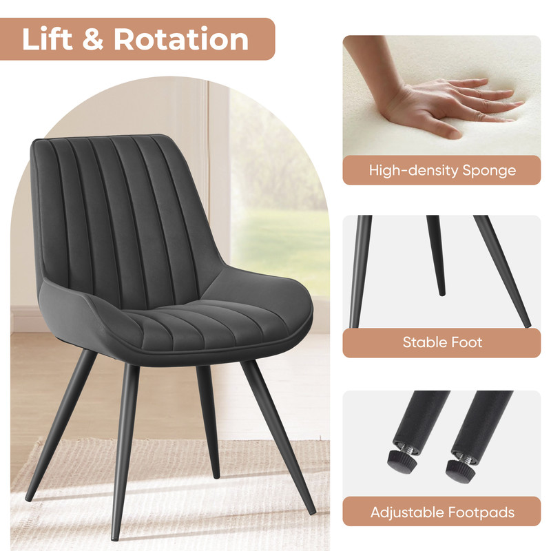 Daluvenix Modern Dining Chairs Set of 6, Upholstered Fabric Comfy Kitchen Dining Chairs with Metal Legs & Thick Cushions for Dining Living Room, Dark Gray